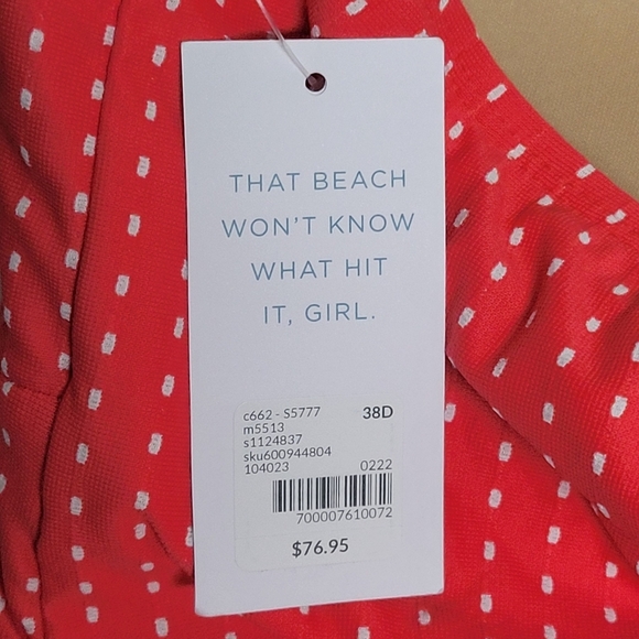 Cacique NWT Swim Tankini Top Size 38D. - Picture 6 of 9